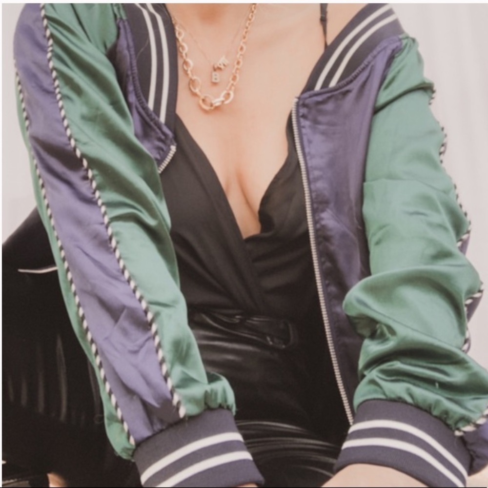 Akua by Jaase Satin Bomber Jacket - Picture 5 of 10